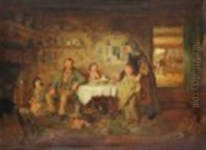 English Interior Scene by Robert W. Wright