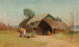 Figures Before A Whare