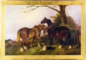 Plough Team And A Dog In A Landscape