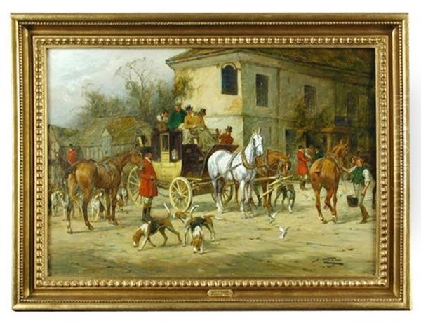 Hounds Meeting Outside A Coaching Inn, With The Manchester To London Coach Changing Horses Outside - view 1