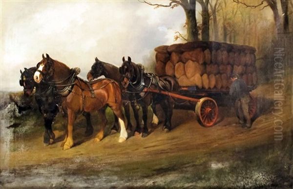 Horse-drawn Wagon Loaded With Sacks - view 1