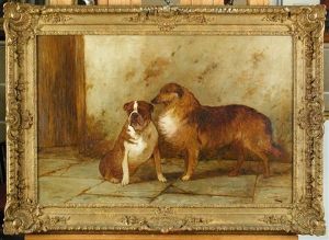Study Of A Bulldog And A Collie by George Wright