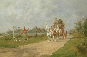 A Coach And Four Passing The Hunt by George Wright