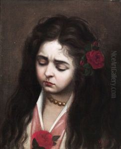 Joven Con Rosas by Manuel Wssel De Guimbarda