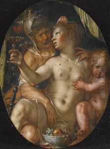 Mars, Venus And Cupid by Joachim Anthonisz Wtewael