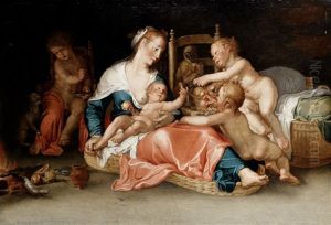 Maternal Charity Unframed by Joachim Anthonisz Wtewael