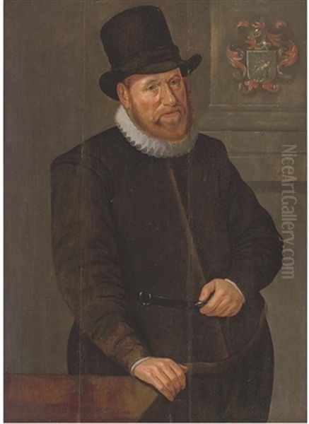 Portrait Of A Gentleman In A Black Costume With A White Ruff, By A Table - view 1