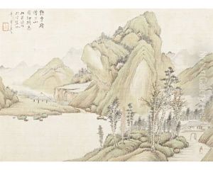 River And Mountain Views With Accompanying Poems (album W/12 Works) by Wu Deyi