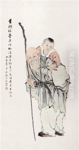 Old Men And Boy by Wu Guandai