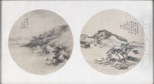 Landscape With River (2 Works) by Wu Shixian