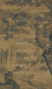 Chatting In Front Of The Waterfall by Wu Wei