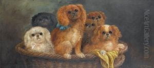 Puppies In A Basket: Cavalier King Charles Spaniels by James W. Brook