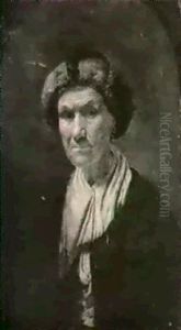 Portrait Of A Old Woman Wearing A Fur Hat by Abraham Wuchters