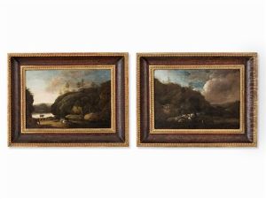 Pair Of Landscapes by Heinrich Johann Wuest