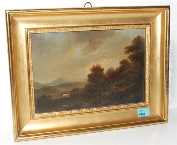Baumbestandene Landschaft Mit Vieh - view 1