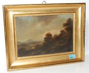 Baumbestandene Landschaft Mit Vieh by Heinrich Johann Wuest