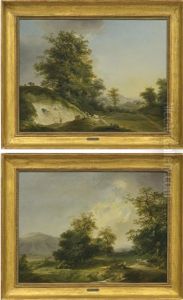 Wsteinbruch Ideallandschaft Mit Figuren (2 Works) by Heinrich Johann Wuest