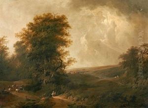 Flusslandschaft Mit Hirten by Heinrich Johann Wuest