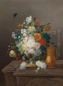 Groses Blumenstillleben Mit Goldenem Krug by Eduard Wuger