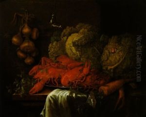 Stillleben Mit Hummer, Gemusen, Einem Schmetterling Und Einer Schnecke by Willem Ernst Wunder