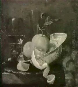 Still Life With Fruit In A Blue And White Wan Li Bowl With A Roemer And Other Objects On A Table by Willem Ernst Wunder