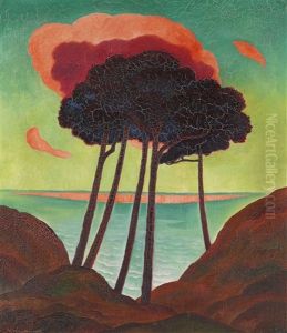 Kiefern Mit Roter Wolke Kiefern Mit Roter Wolke