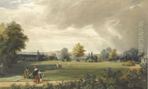 The Garden At Stowlangtoft Hall, Suffolk by Edward Adveno Brooke