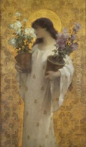 Madchen Mit Crysanthementopfen by Carl Wuennenberg