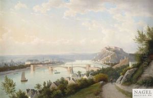 Mosellandschaft Bei Koblenz Mit Der Festung Ehrenbreitstein by Walther Wuennenberg