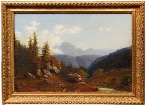 A Romantic Mountainous Landscape by Walther Wuennenberg