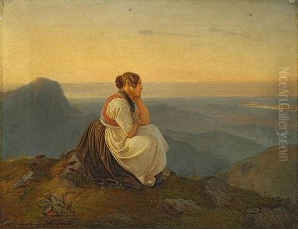 Sitzende Junge Frau Im Elbsandsteingebirge - view 1