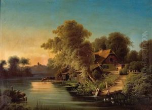 Abendstimmung Am Lande by Franz Wurbel