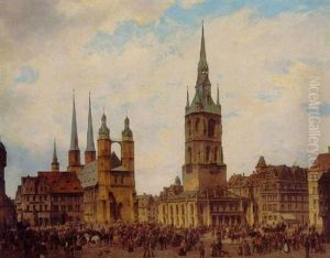 Der Marktplatz Von Halle An Der Saale by Karl Wurbs