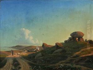Danish Landscape With Barrow And Church Danish Landscape With Barrow And Church