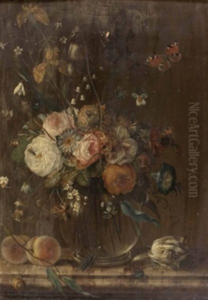 Blumen In Glasvase Mit Zahlreichen Insekten - view 1