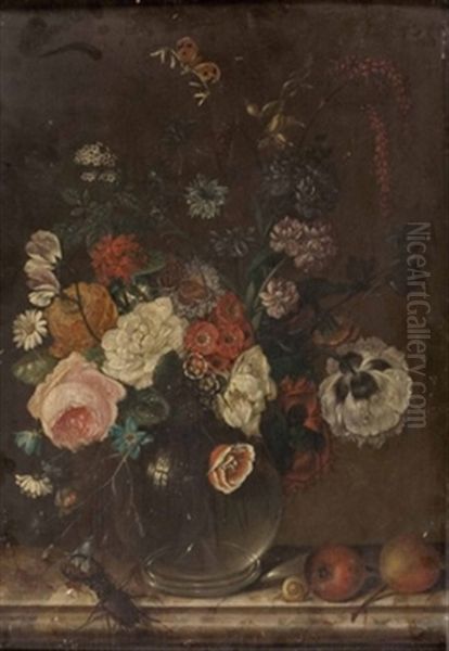 Blumen In Glasvase Mit Hirschkafer Und Schnecke - view 1