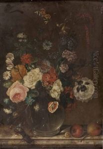 Blumen In Glasvase Mit Hirschkafer Und Schnecke