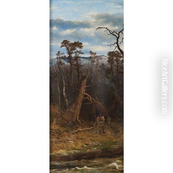 Western Landscape With American Indians - view 1