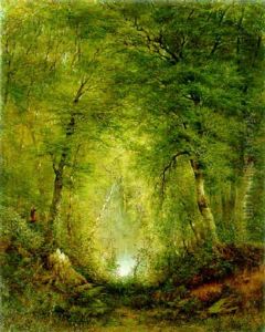 Hunter In A Forest Interior by Alexander Ferdinand Wust