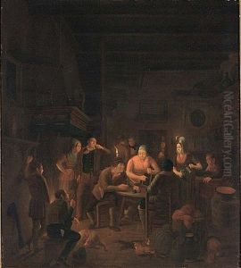 A Tavern Interior With Villagers by Christopher (Christoffel) Wust