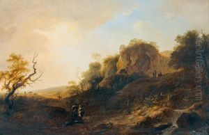 Idyllische Landschaften Mit Staffage (pair) by Johann-Heinrich Wuest