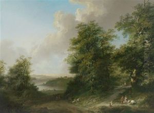 Weite Landschaft Mit Figuren by Johann-Heinrich Wuest