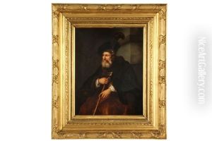 A Rabbi Seated, A Stick In His Hands, A High Feather In His Cap (after Rembrandt Van Rijn)