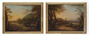 Personnages Conversant Avec Une Vue Imaginaire De Saint-pierre De Rome Dans Le Fond (pair) by Michael Wutky