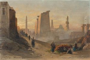 Sonnenaufgang Bei Den Tempeln Von Luxor by Carl Wuttke