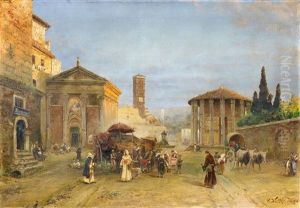 Roman Veduta With The Piazza Della Bocca Della Verita
