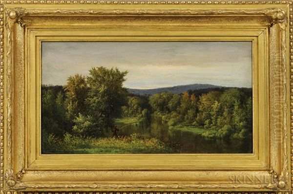 Fisherman In Summer, Below Spring Valley - view 1