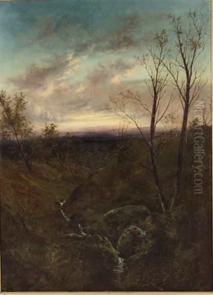 Sunset With Meandering Stream - view 1