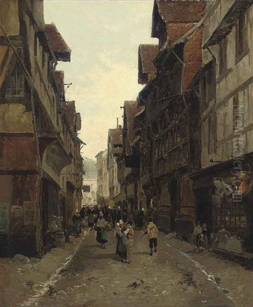 A Bustling Flemish Street - view 1
