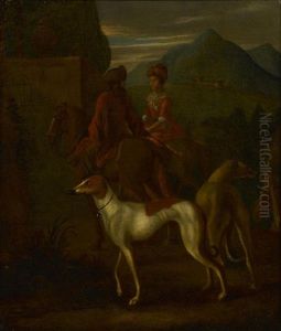 Figures And Hounds Gathered Before The Hunt by Jan Wyck
